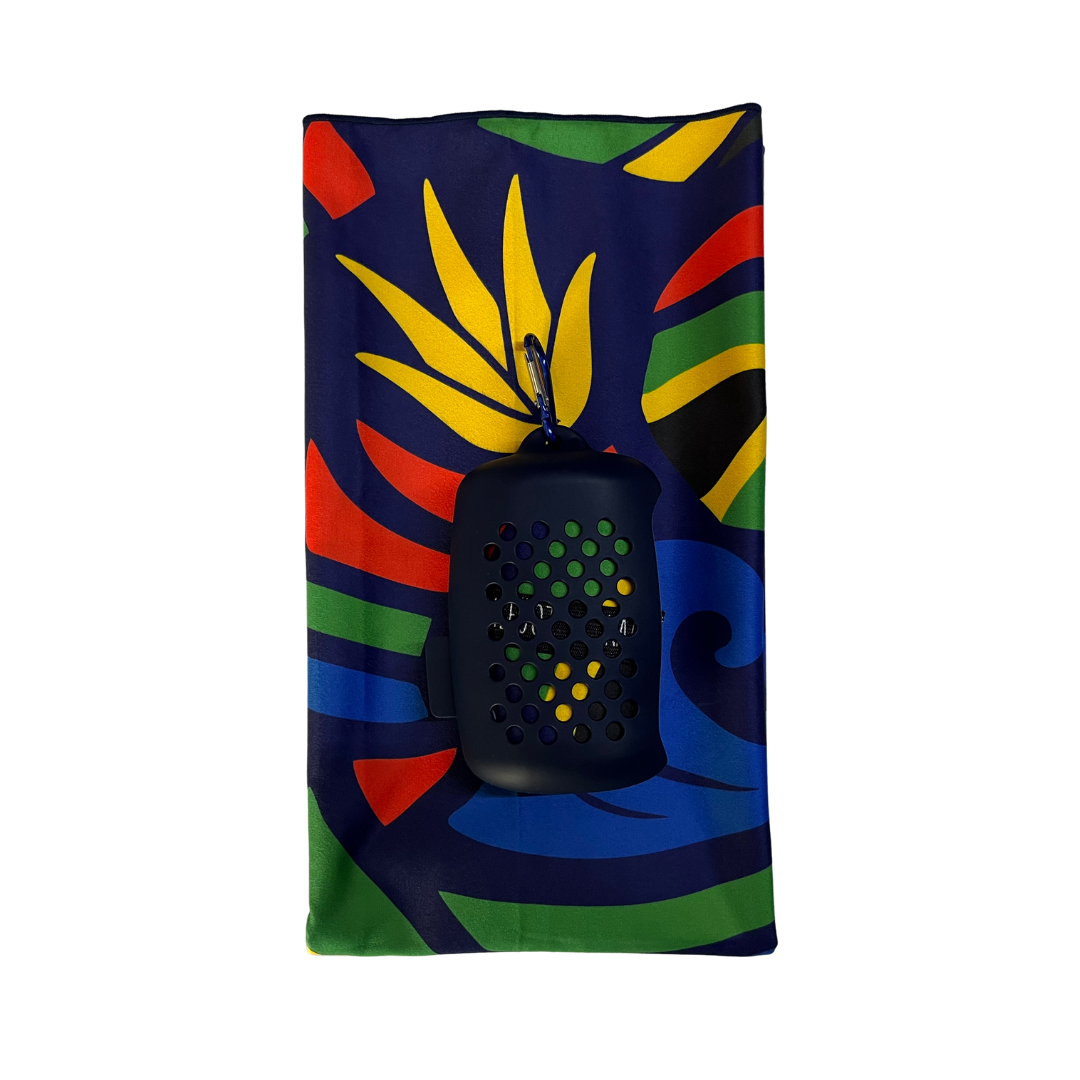 Microfibre Tuck Away Towel - Mzansi Navy Background