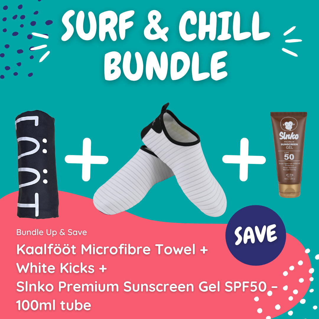 Kaalfööt Penguin (White Kicks) Surf & Chill Bundle (with Gel Tube Sunscreen) - Kaalfööt