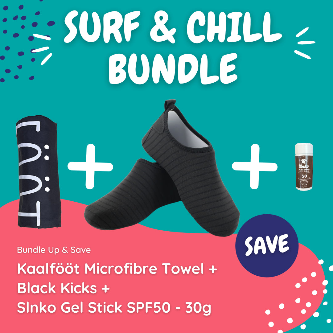 Kaalfööt Penguin (Black Kicks) Surf & Chill Bundle (with Stick Sunscreen) - Kaalfööt