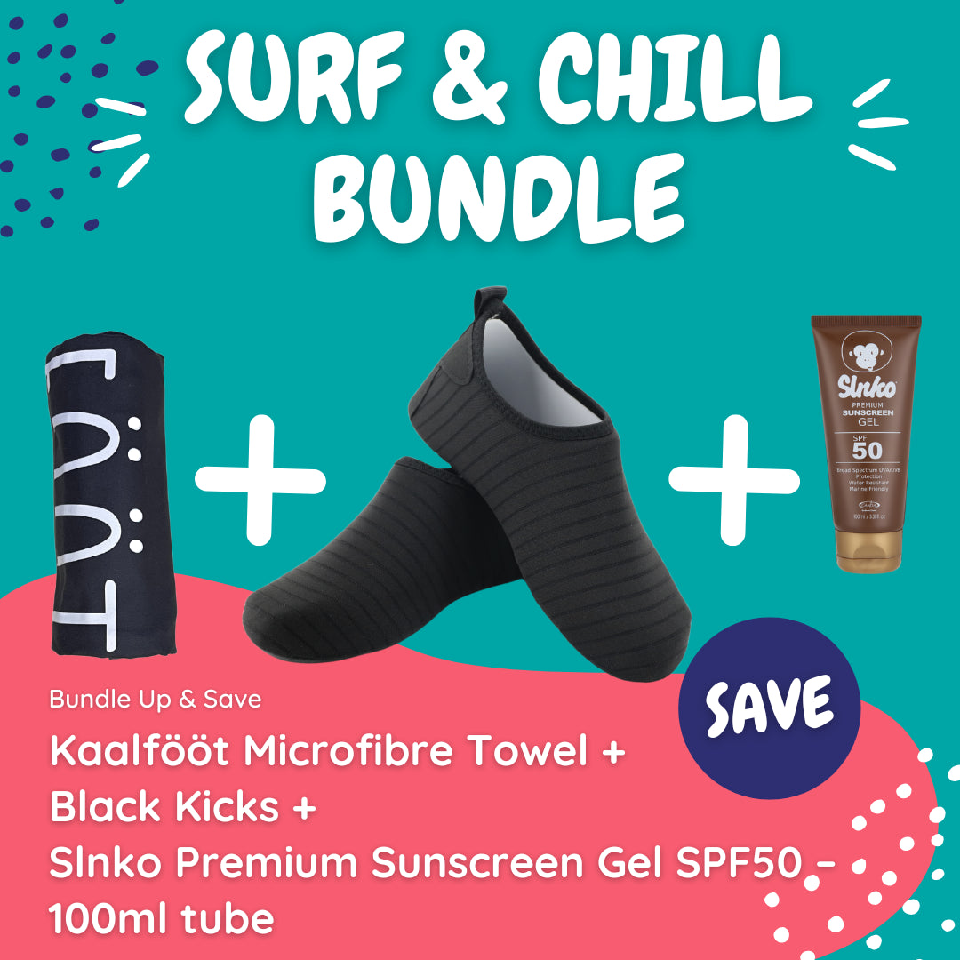 Kaalfööt Penguin (Black Kicks) Surf & Chill Bundle (with Gel Tube Sunscreen) - Kaalfööt