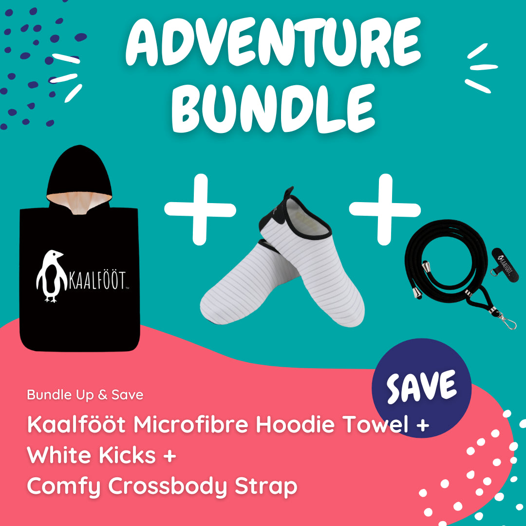 Kaalfööt Hoodie Towel (White Kicks) Adventure Bundle - Kaalfööt