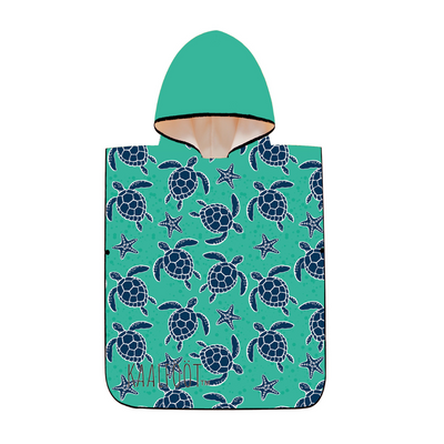 Microfibre Hoodie Towel - Aqua Turtle - Kaalfööt