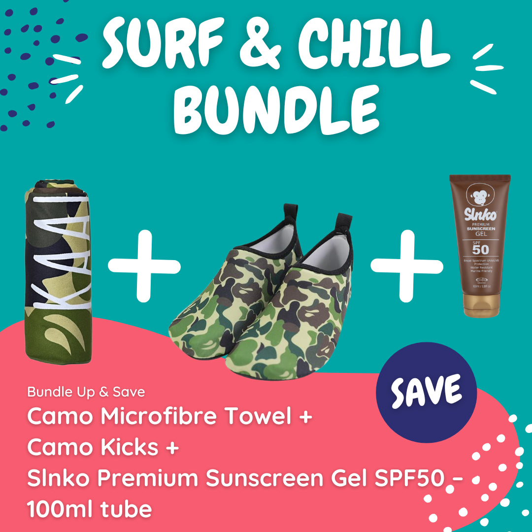 Camo Surf & Chill Bundle (with Gel Tube Sunscreen) - Kaalfööt