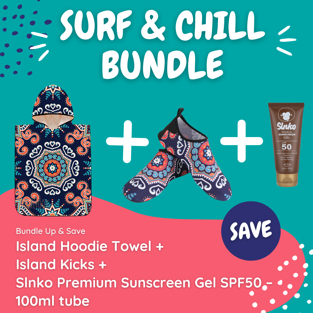 Island Hoodie Towel Surf & Chill Bundle (with Gel Tube Sunscreen) - Kaalfööt