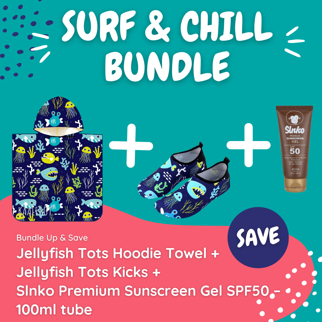 Jellyfish Tots Surf & Chill Bundle (with Gel Tube Sunscreen) - Kaalfööt