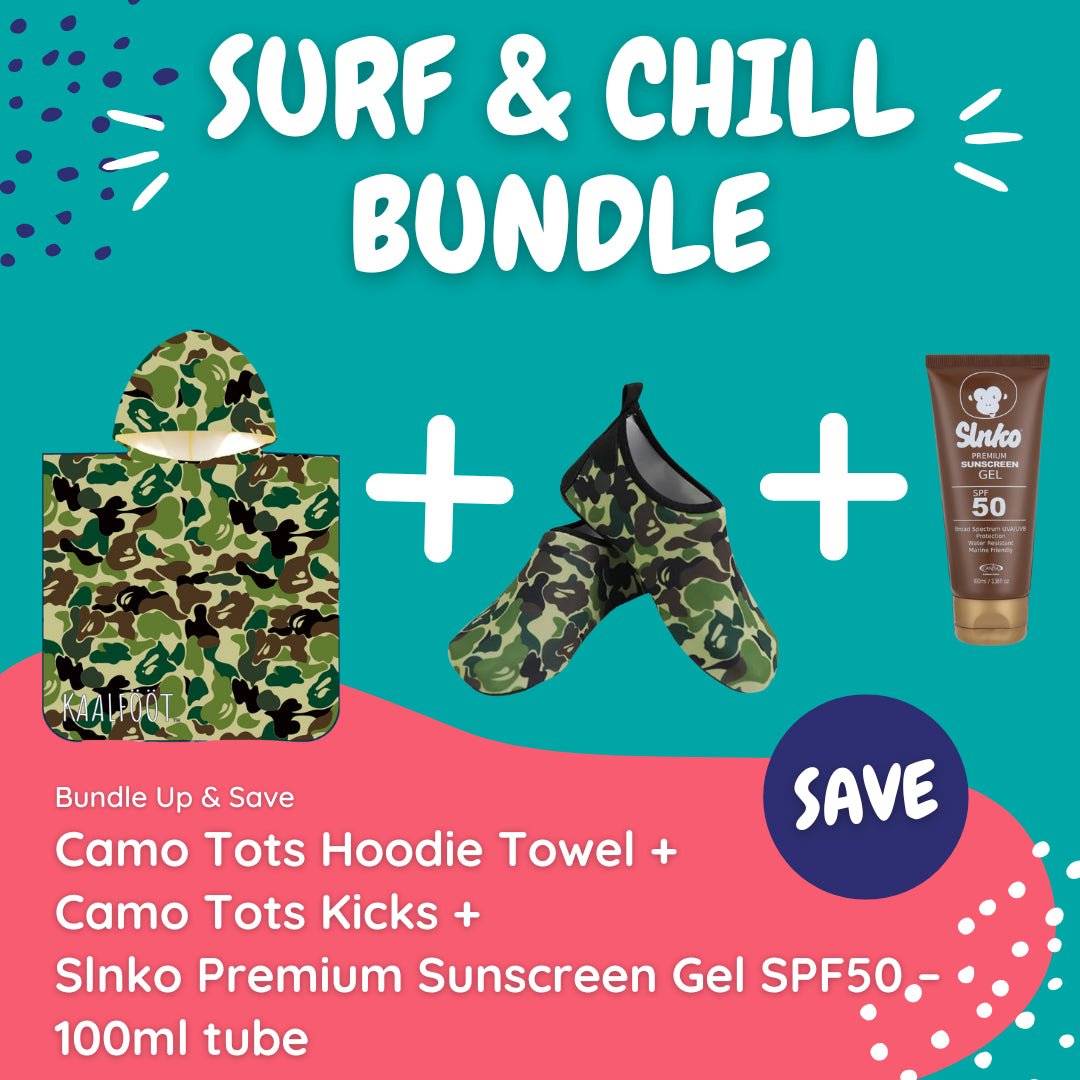 Camo Tots Surf & Chill Bundle (with Gel Tube Sunscreen) - Kaalfööt