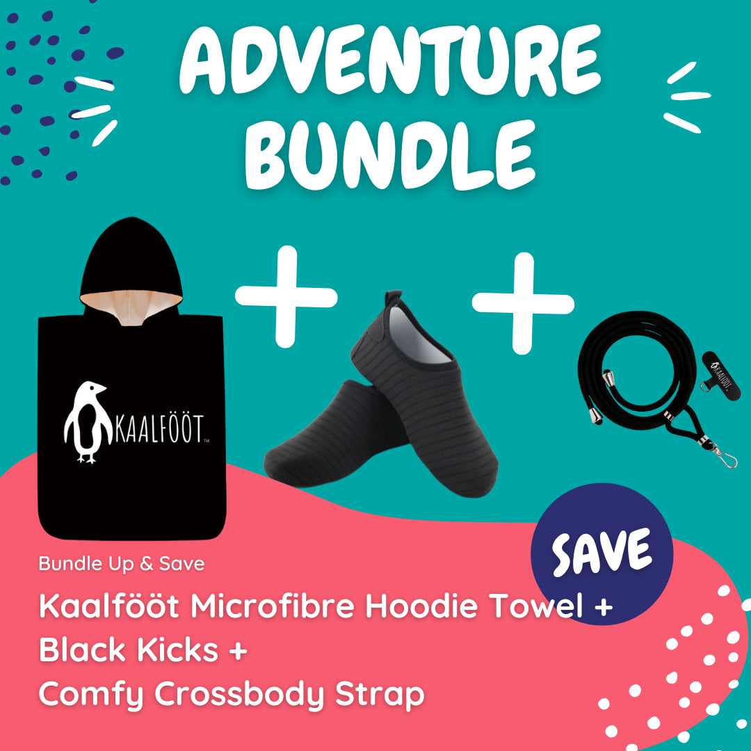 Kaalfööt Hoodie Towel (Black Kicks) Adventure Bundle - Kaalfööt